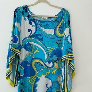 Trina Turk printed blue bathing suit cover up